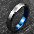 4mm Blue & Silver Tungsten Wedding Ring-Tungsten Ring-Orivon Jewelers