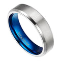 8mm Pure Titanium Wedding Ring - Silver & Blue Design-Tungsten Ring-Orivon Jewelers