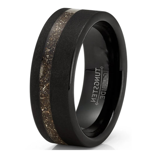 8mm Black Sandblasted Tungsten Carbide Wedding Band-Tungsten Ring-Orivon Jewelers