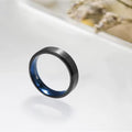 8mm Titanium Tungsten Wedding Blue Center Groove-Tungsten Ring-Orivon Jewelers