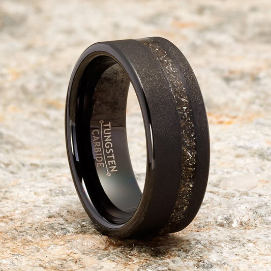 8mm Black Sandblasted Tungsten Carbide Wedding Band-Tungsten Ring-Orivon Jewelers