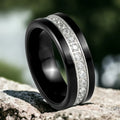 8mm Men's Black Tungsten Ring with White Lab Diamond-Tungsten Ring-Orivon Jewelers