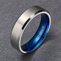 8mm Pure Titanium Wedding Ring - Silver & Blue Design-Tungsten Ring-Orivon Jewelers