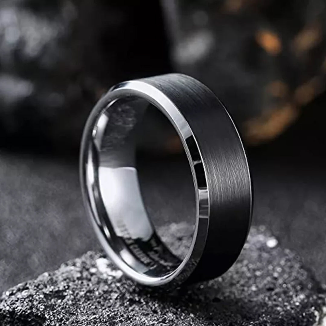 8mm Classic Beveled Tungsten Ring-Tungsten Ring-Orivon Jewelers