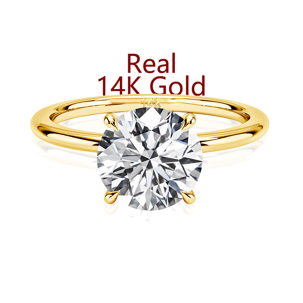 14K Round Cut Moissanite Diamond Ring