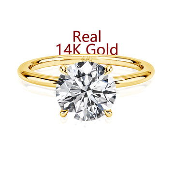 14K Round Cut Moissanite Diamond Ring