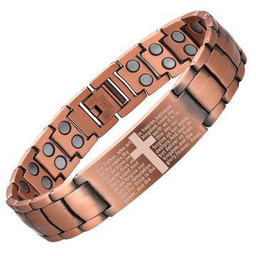 Magnetic Copper Cross ID Bracelet
