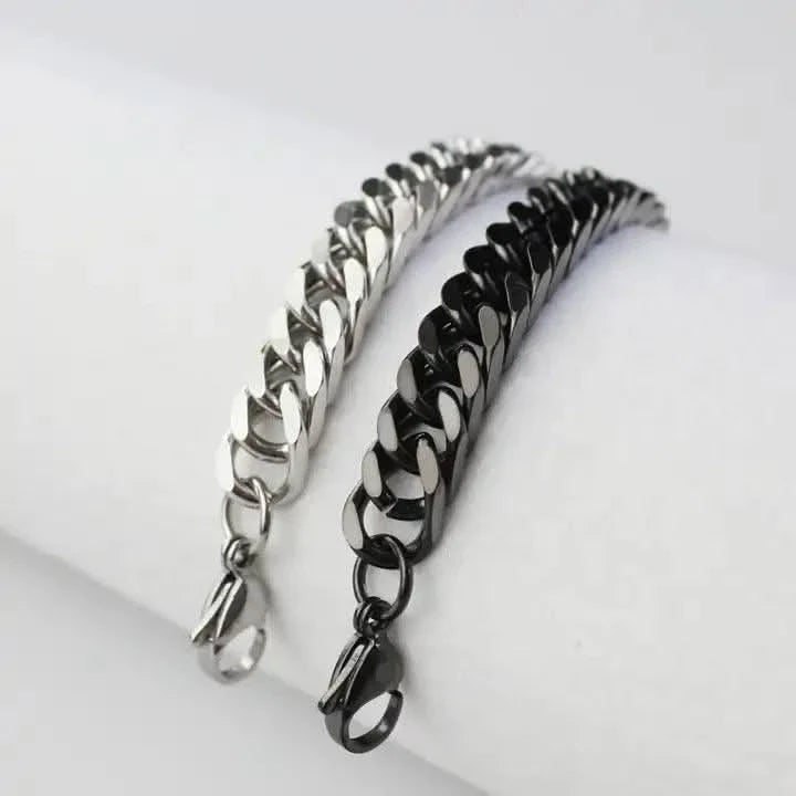 Miami Cuban Chain Bracelet, 9 mm Men and Women Stainless Steel-Bracelet-Orivon Jewelers