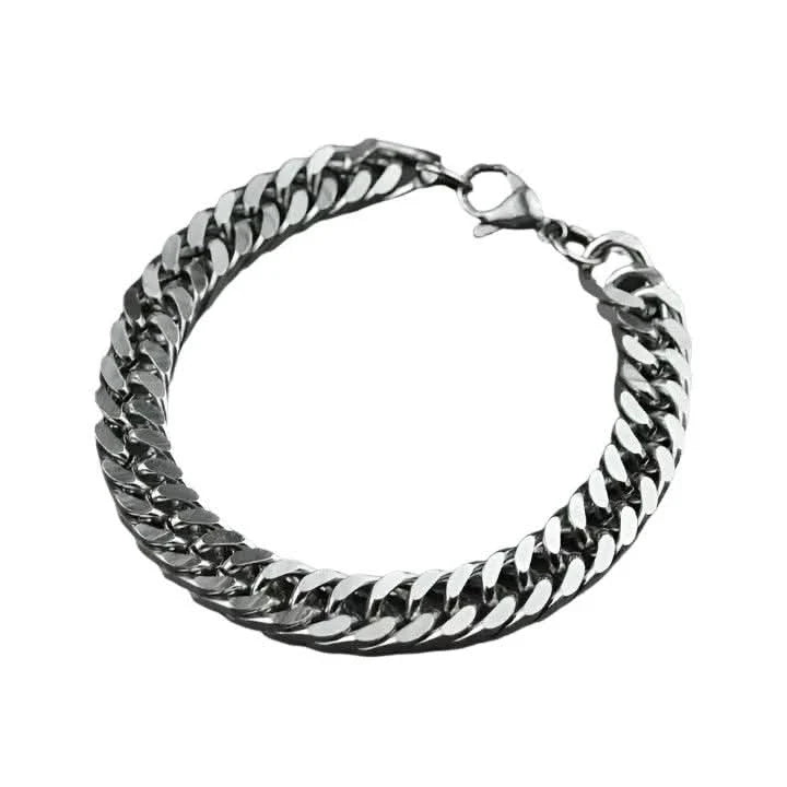 Miami Cuban Chain Bracelet, 9 mm Men and Women Stainless Steel-Bracelet-Orivon Jewelers
