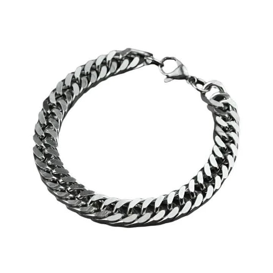 Miami Cuban Chain Bracelet, 9 mm Men and Women Stainless Steel-Bracelet-Orivon Jewelers