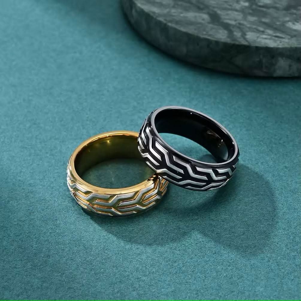Comfort Fit 18Kt Gold IP Chevron Spearhead Stainless Steel Ring-Rings-Sairahaz Jewelers