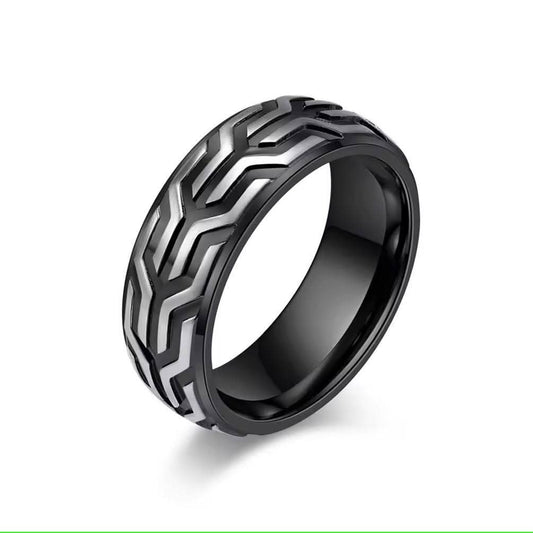 Comfort Fit 18Kt Gold IP Chevron Spearhead Stainless Steel Ring-Rings-Sairahaz Jewelers