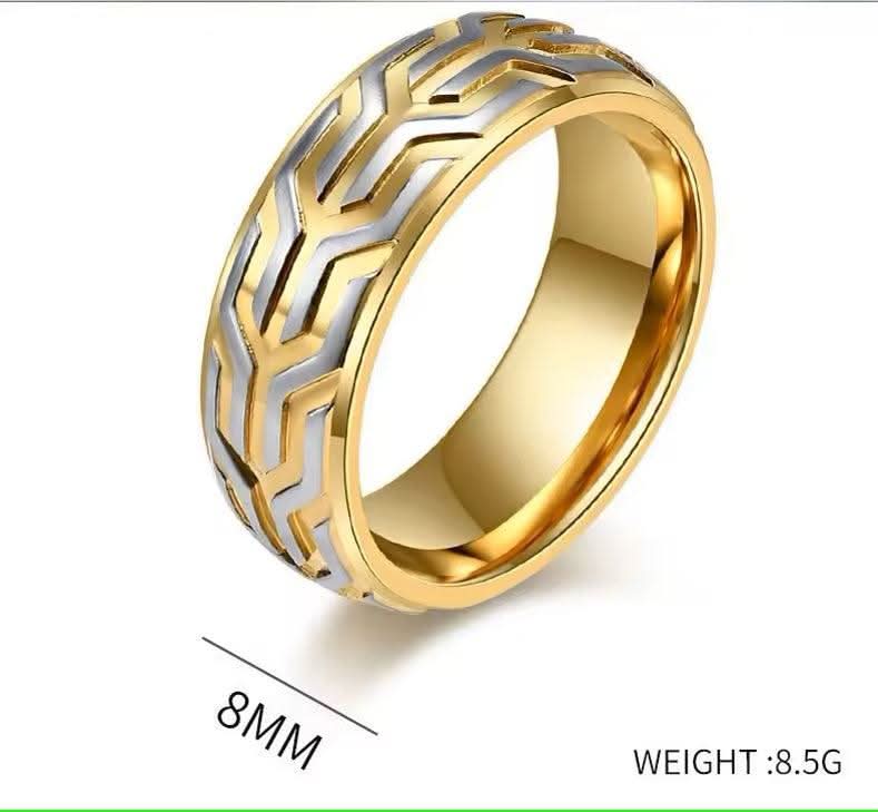 Comfort Fit 18Kt Gold IP Chevron Spearhead Stainless Steel Ring-Rings-Sairahaz Jewelers
