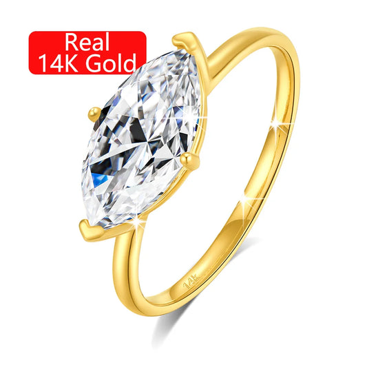14K Gold Marquise Moissanite diamond Ring