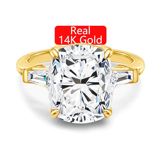 14K Gold 3 Stone Diamond Moissanite diamond Ring