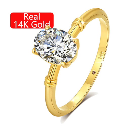 1.5ct Oval Moissanite diamond 14K Gold Ring
