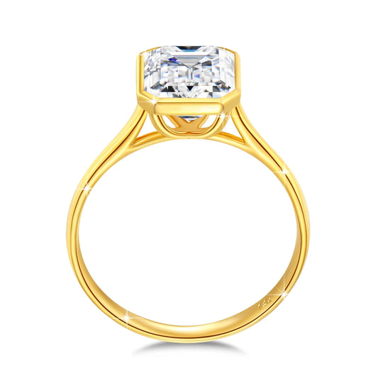 14K Gold 3 Carat Emerald Cut Moissanite diamond Ring