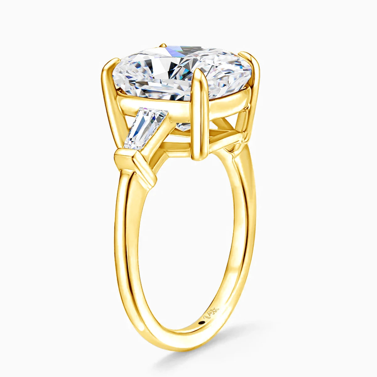 14K Gold 3 Stone Diamond Moissanite diamond Ring