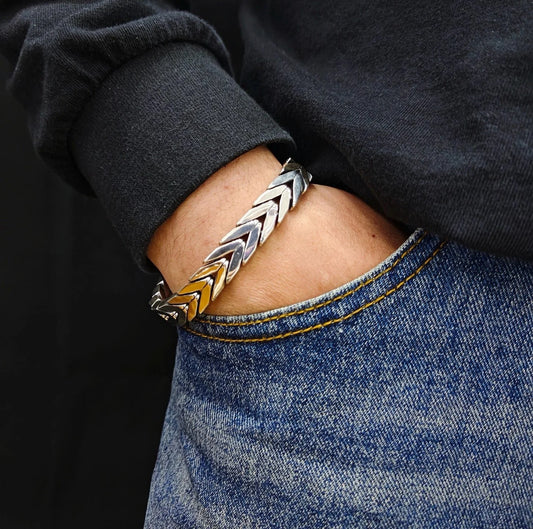 Premuim Handmade Shevron Style Bracelet Sterling 925