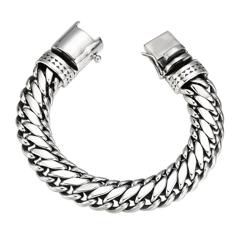 Curb Link Double-Flat Anchor Men’s Bracelet — 925 Sterling