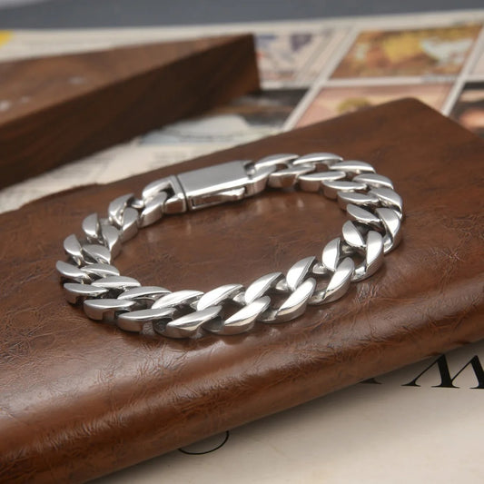 Handmade Thick Cuban Link Bracelet Sterling Silver