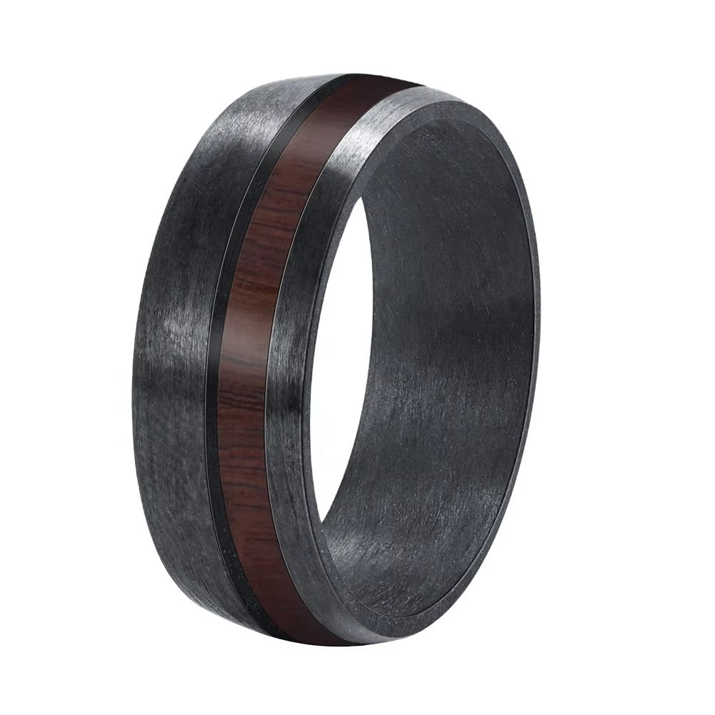 Carbon Fiber Ring Wood Grove Inlay