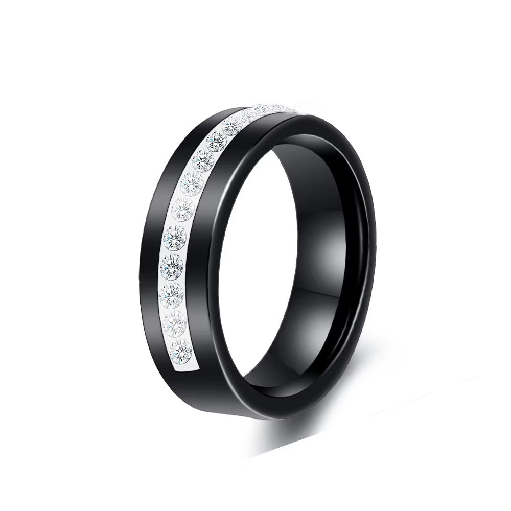 6mm Ceramic Ring with Diamond Inlay
