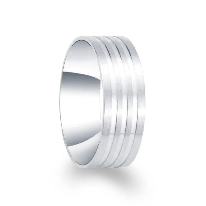 8mm Brushed Tungsten Ring Liner with Glue Grooves