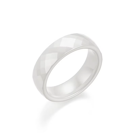 8mm Faceted Ceramic Ring Unisex Band