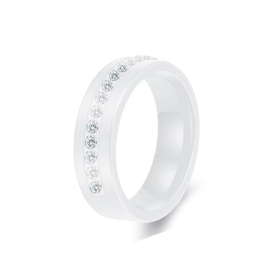 6mm Ceramic Ring with Diamond Inlay