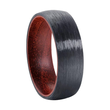 8mm Dome Carbon Fiber Ring with Wood Inside — Comfort Fit