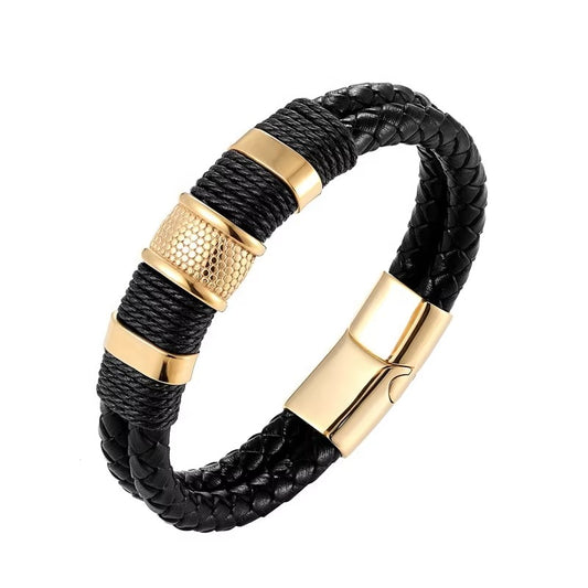 Brown & Black Braided Leather Bracelet