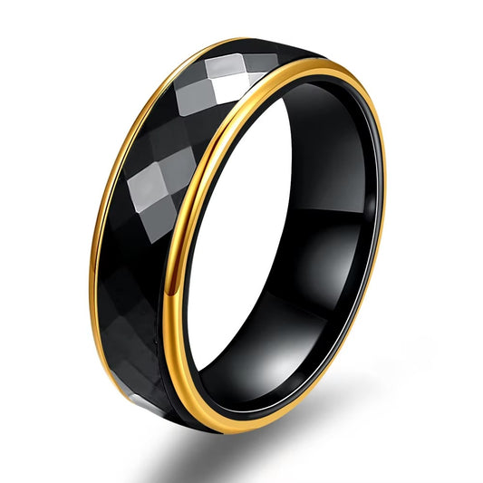 6mm Luxury Ceramic Diamond Cross Ring