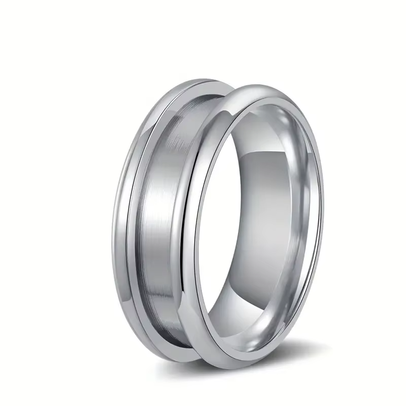 High Polish Titanium Ring Blanks Classic Inlay