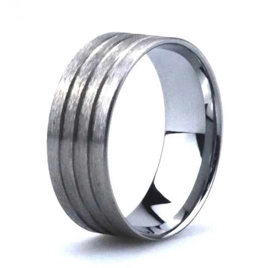 8mm Brushed Tungsten Ring Liner with Glue Grooves