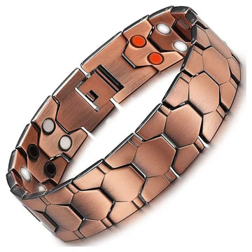 Pure Copper Magnetic Link Bracelet Hexagon