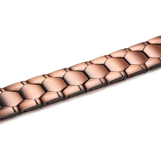 Pure Copper Magnetic Link Bracelet Hexagon
